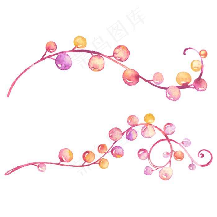 水彩花卉植物(2000X2000(DPI:300))psd模版下载