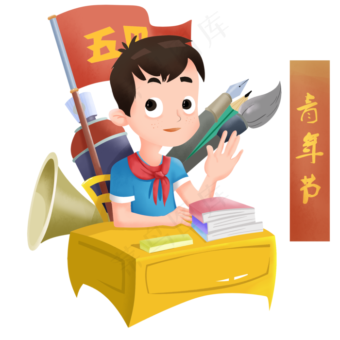 五四青年节小学生(2000X2000(DPI:299))psd模版下载