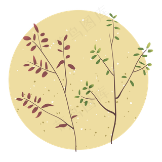 红色绿色叶子树枝树叶