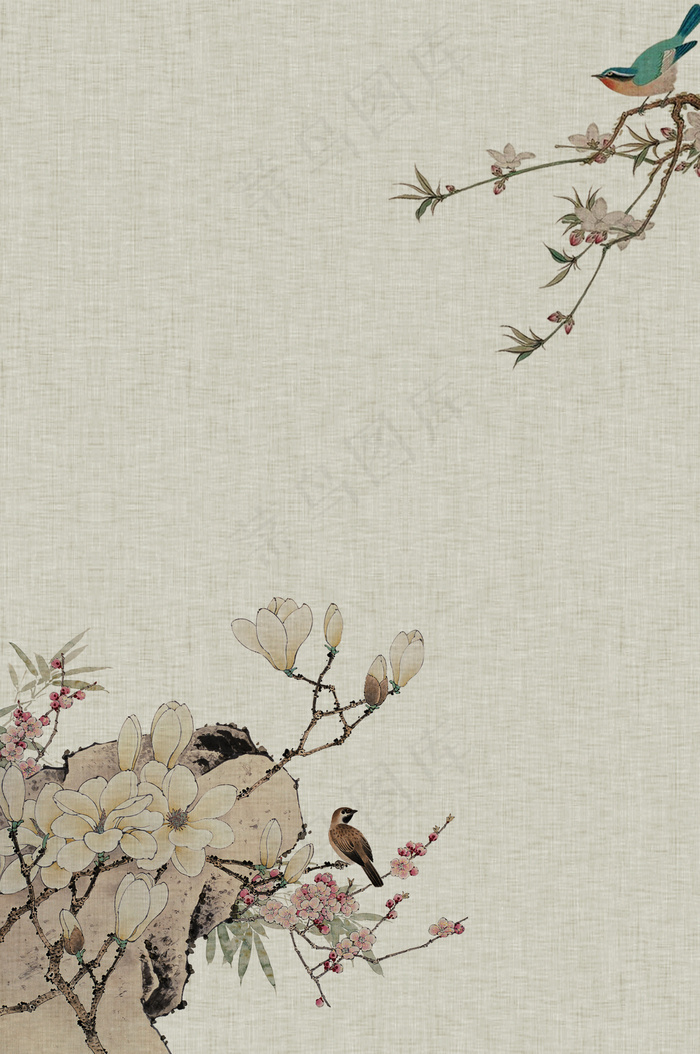 中国风复古工笔画背景素材