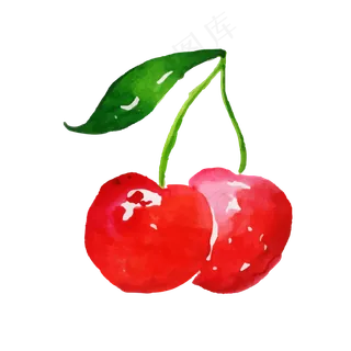 水彩手绘的车厘子矢量素材