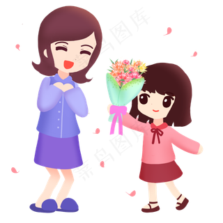 女儿送母亲康乃馨