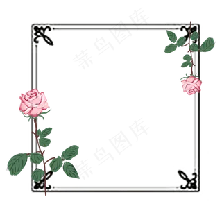 手绘粉色玫瑰边框