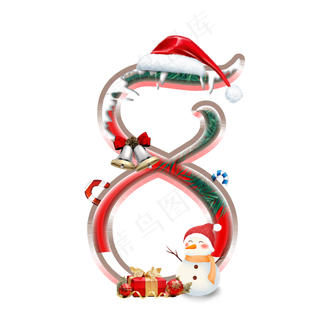 红色圣诞节倒计时合成数字8