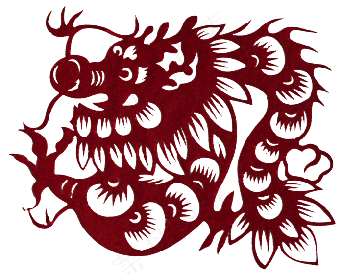 新年春节剪纸十二生肖之龙,免抠元素(3000*2400px 300 dpi )