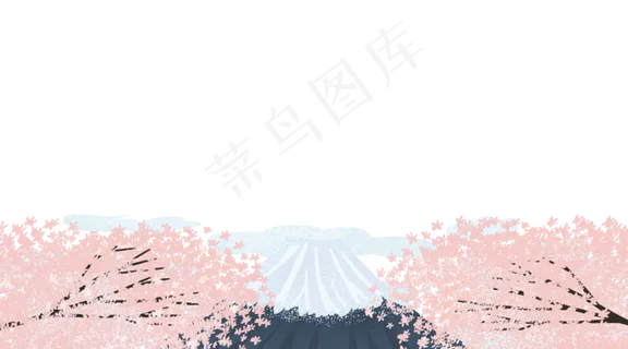 春天樱花烂漫风景赏樱花远山日本,免抠元素