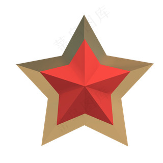 立体红金色五角星