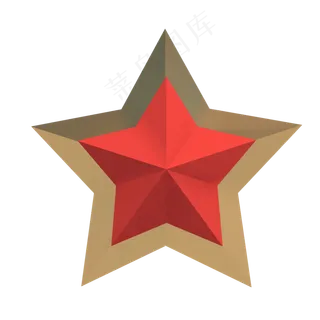 立体红金色五角星