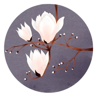 冷色调复古淡雅底纹中国风花卉装,免抠元素