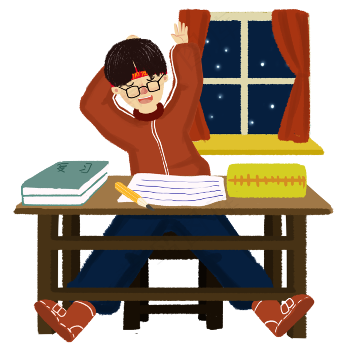 看书学习准备高考的男孩