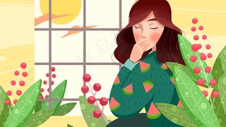 卡通手绘风夏景夏日配图