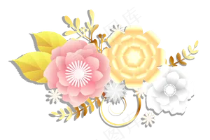 母亲节父亲节彩色写实鲜花立体花