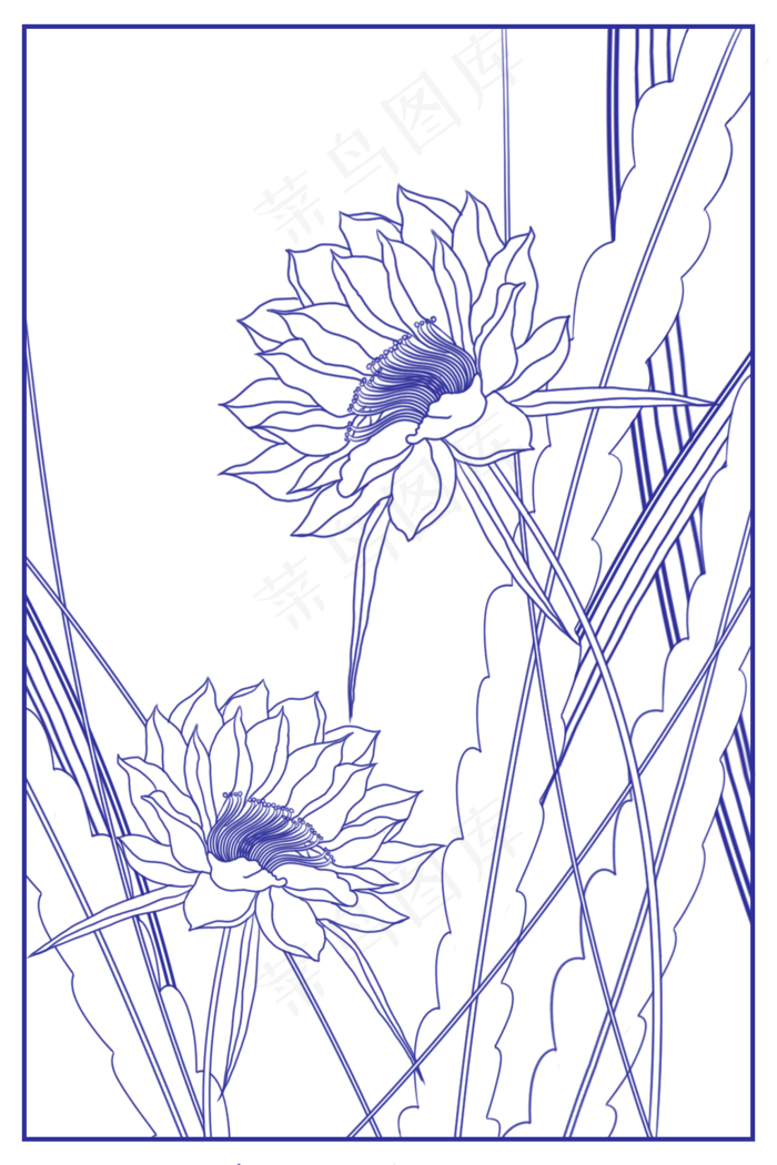 青花瓷荷花青花(1024X1536(DPI:300))psd模版下载