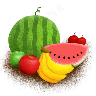 手绘清凉夏天水果组合