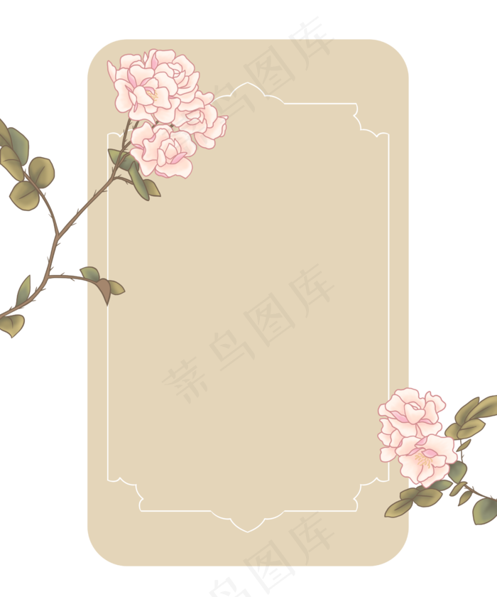 古风边框月季花(2500X3000(DPI:300))psd模版下载