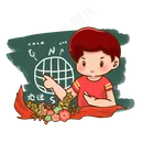 教师节9月10日手绘红衣男士