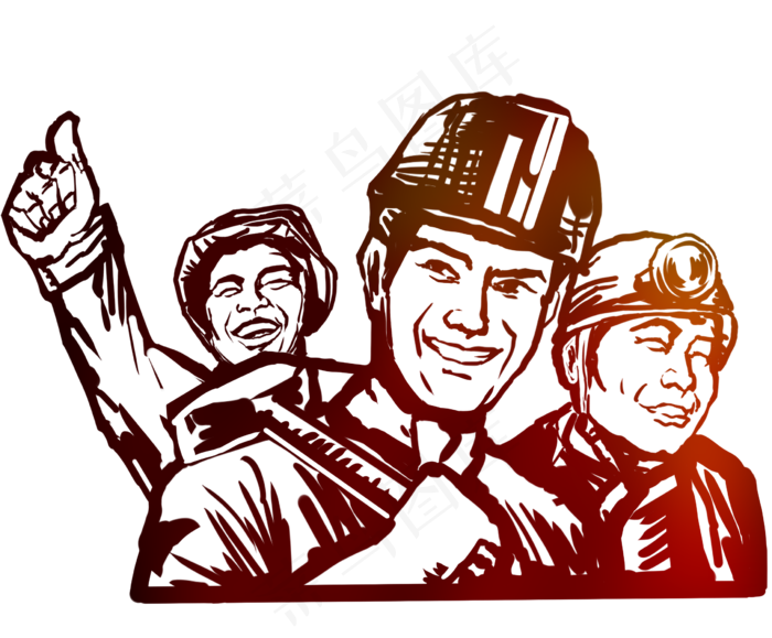 农民工人形象剪影,免抠元素(2420X2000(DPI:300))psd模版下载