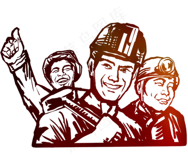 农民工人形象剪影,免抠元素