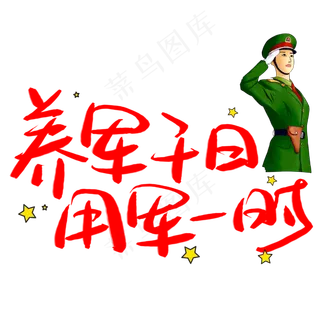 养军千日用军一时手写手稿POP卡通艺术字