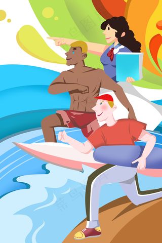 卡通手绘风五四青年节冲凉配图