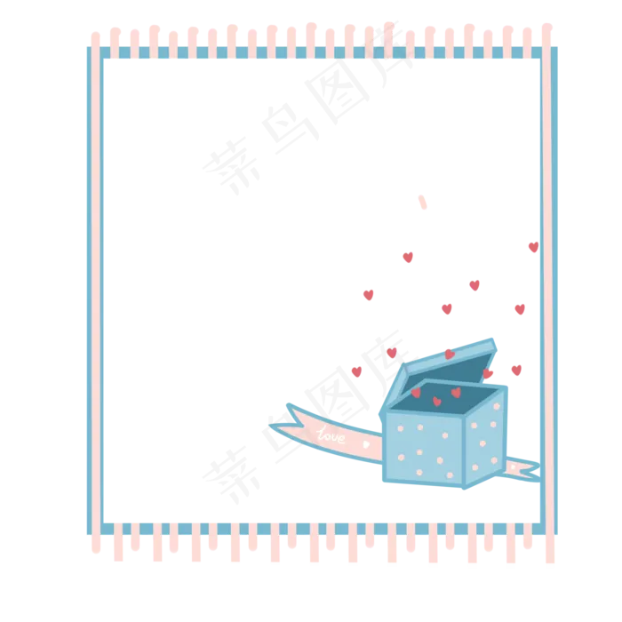 情人节爱心礼物盒边框(2000X2000(DPI:299))psd模版下载