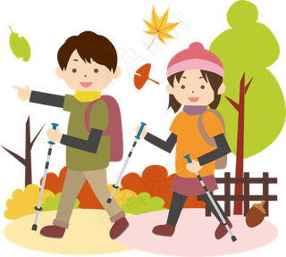 秋天旅游动漫人物素材