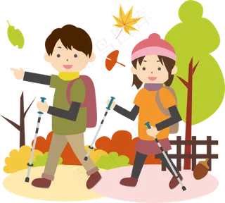 秋天旅游动漫人物素材