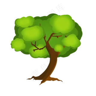 卡通春天常绿大树