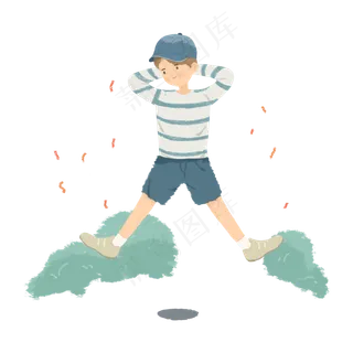 儿童节跳跃的小男孩