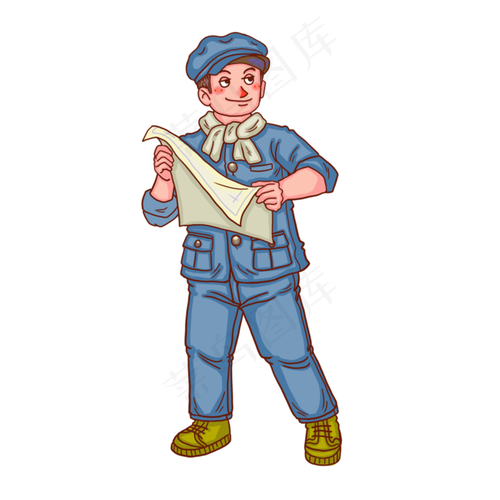 五一劳动节人物看图纸工人