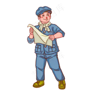 五一劳动节人物看图纸工人