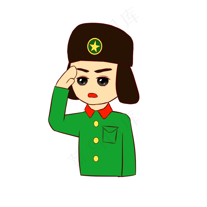 手绘敬礼的雷锋