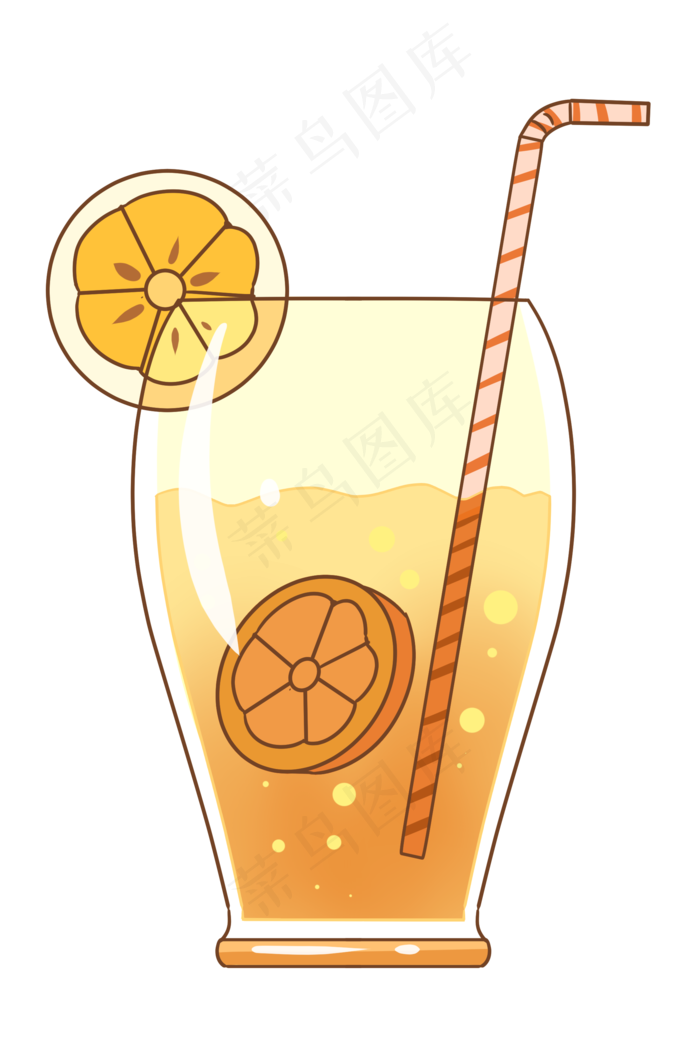 夏季一杯橙汁插画