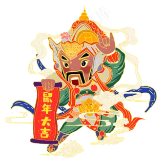 年画人物国潮风素材,免抠元素