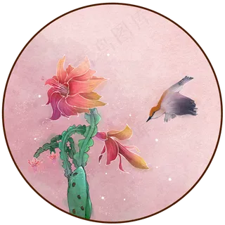 花朵圆形边框中国风,免抠元素