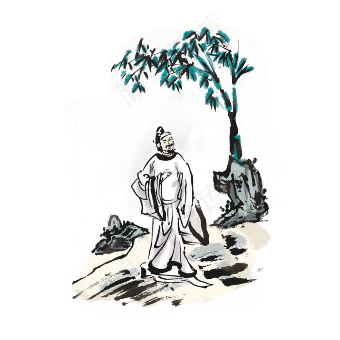 端午节屈原手绘(2000X2000(DPI:300))psd模版下载