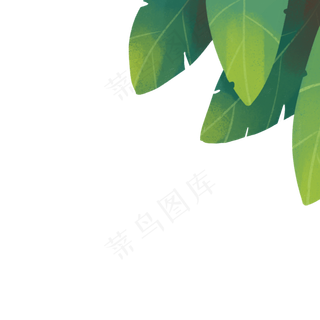 水彩绿色叶子免抠图