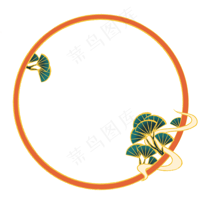 新中式国潮风植物祥云边框
