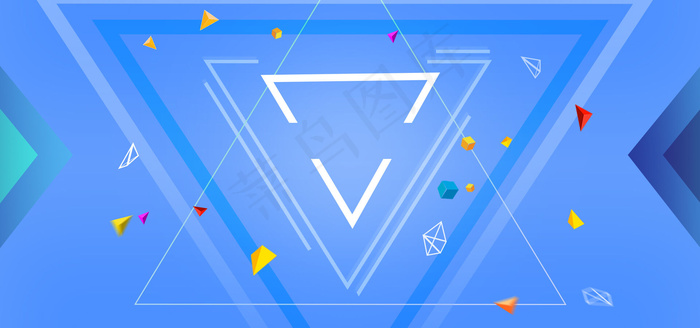 夏日三角几何图形促销海报背景