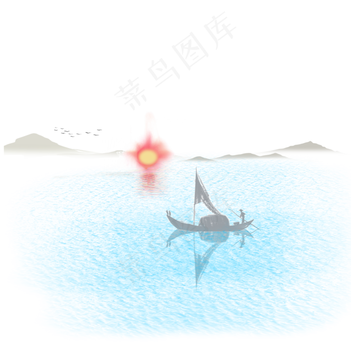 大海渔夫捕鱼免下载夕阳山水大雁