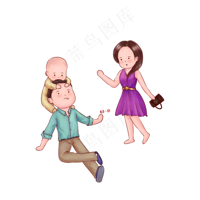 妇女节3.8节辣妈女神自己去玩奶爸,免抠元素(2000X2000(DPI:299))psd模版下载