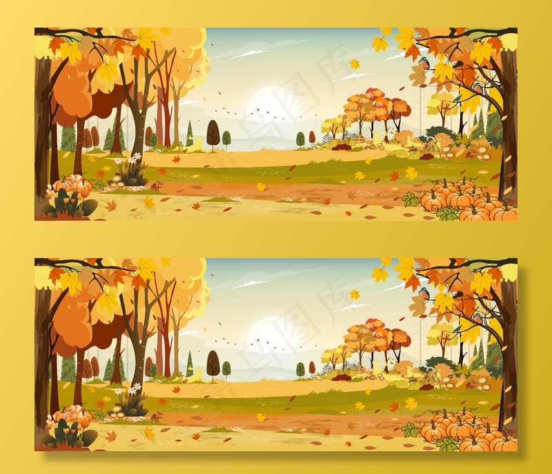 秋景仙境森林草场