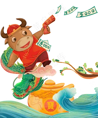 2021牛年暴富中国风