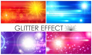 逼真的闪光效果与五颜六色的闪光镜头光斑和阳光效果组成