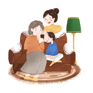 重阳节关爱老人一家人看手机趣闻