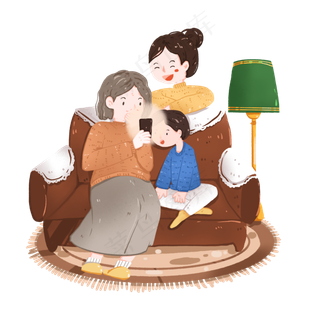 重阳节关爱老人一家人看手机趣闻