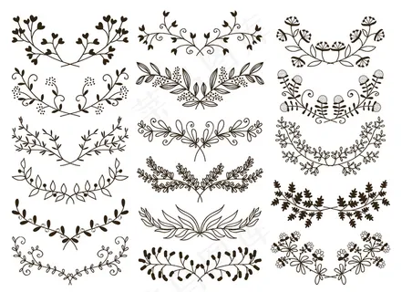 矢量设计手绘花卉图形元素