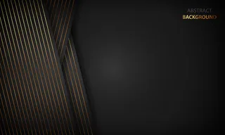 黑色抽象背景和金色线条。现代奢华理念。