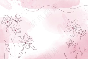 水彩复制空间背景与花卉手绘元素