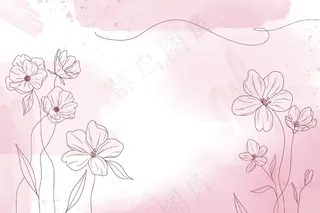 水彩复制空间背景与花卉手绘元素